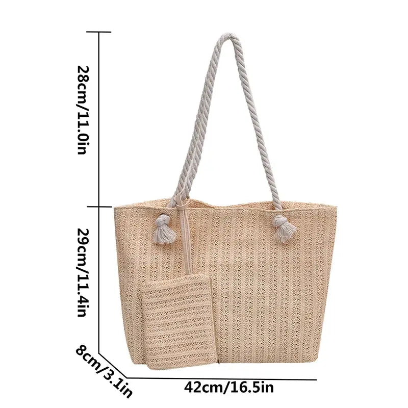 Fashion Large Capacity Straw Tote Bag Designer Women Handbags Handamde Woven Summer Beach Bag Casual Bali Big Purse by AliShop