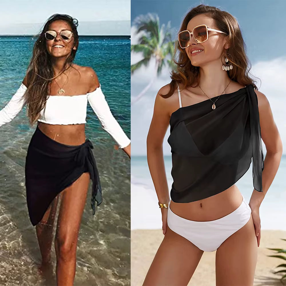 Womens Swim Skirt High Waisted Bikini Sets Tummy Control Swimsuits Mesh Sarong Wraps Bathing Suits by AliShop