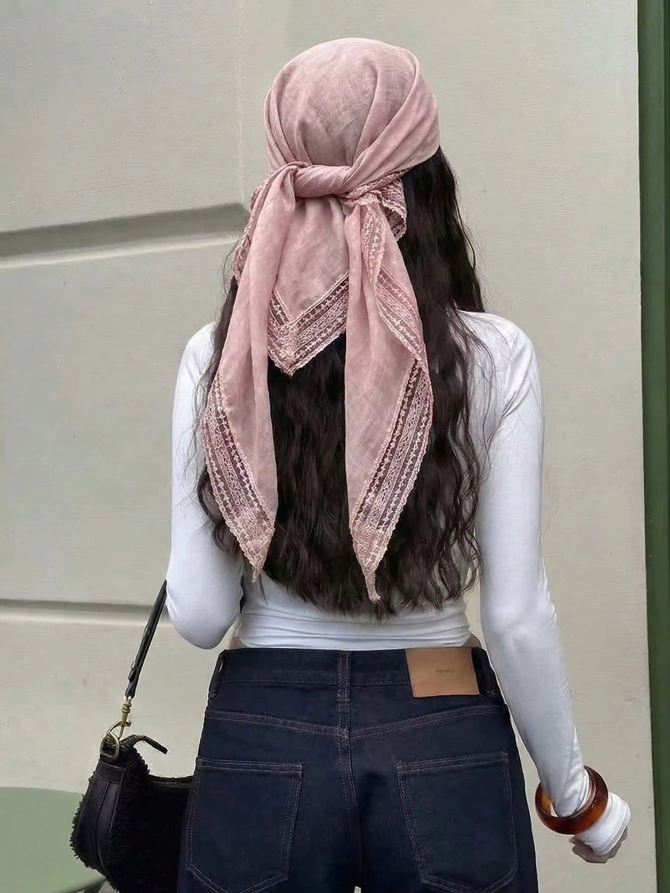 Bohemian Solid Lace Trim Scarf for Women Square Cotton Hijabs Soft Sun-Protection Shawl Summer Beach Sarong Headband 2026 by AliShop