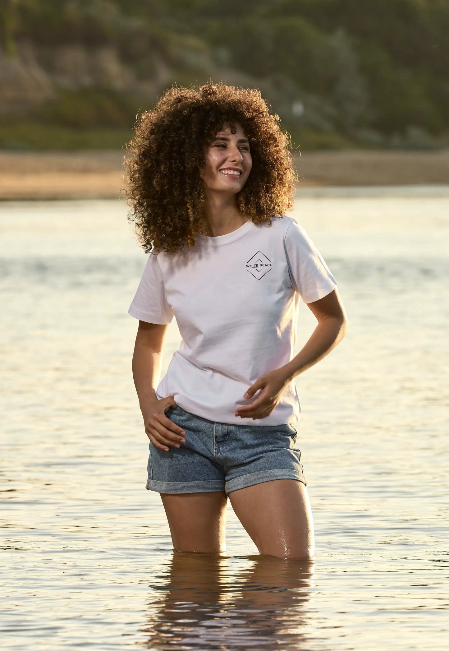 Women's Premium, short sleeve t-shirt - Cotton Casual T-Shirt by White Beach