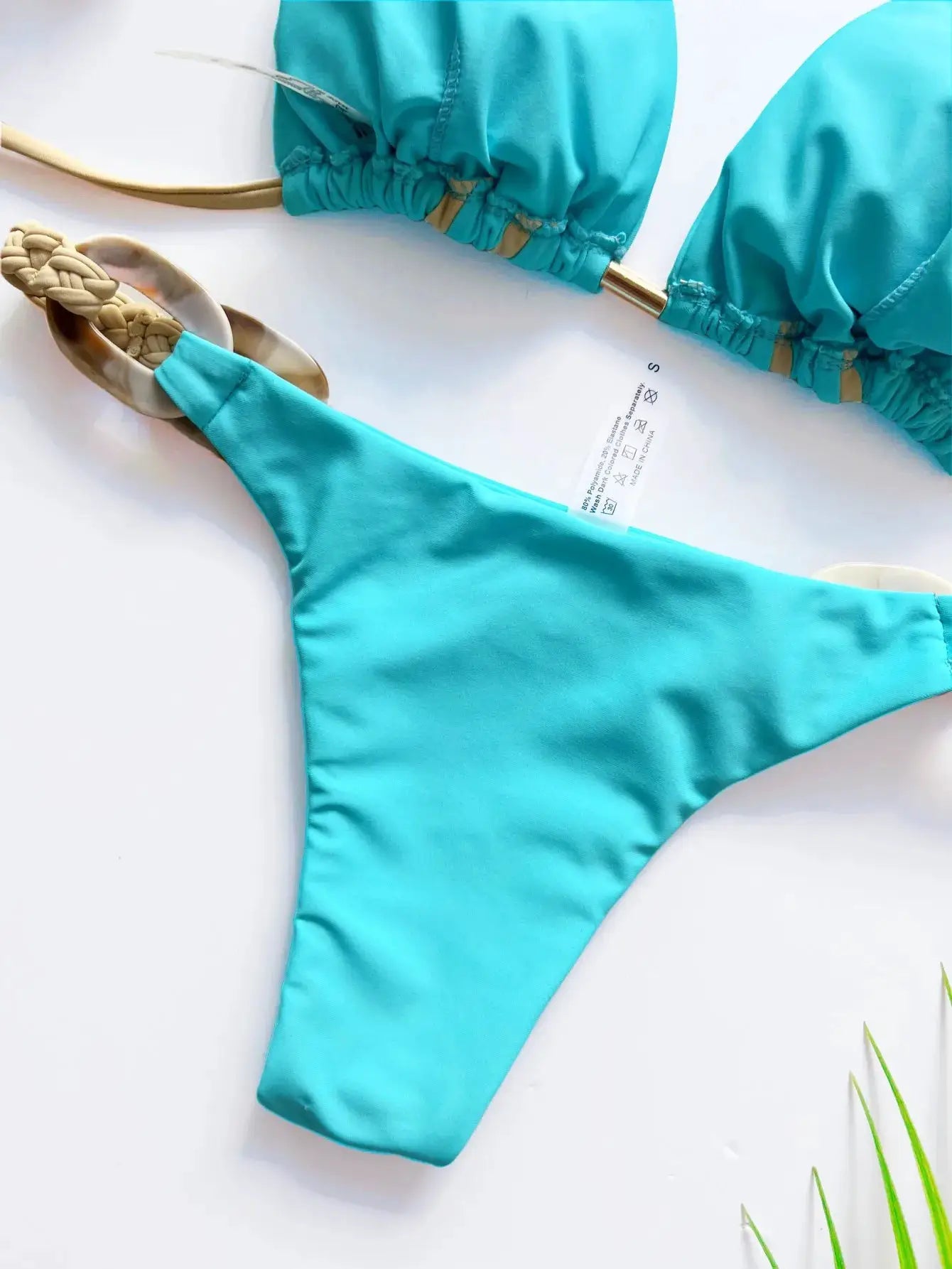 Weave triangle swimsuit lady biquinis Brazilian women bikini ring sexy bathing suit 2026 two pieces suits Halter micro swimwear by White Beach