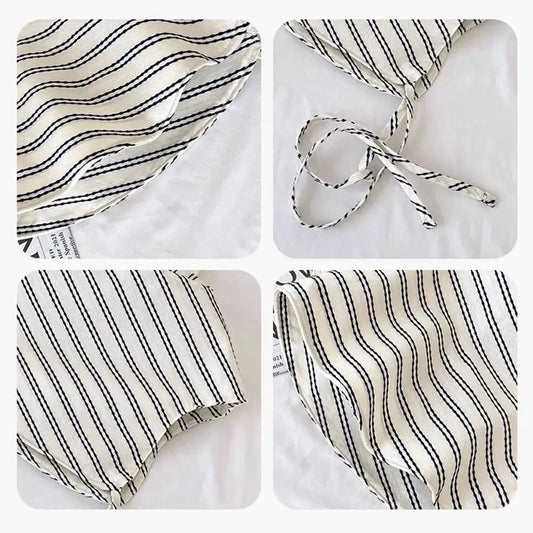 Cartoon Striped Fisherman Hat UV Resistant Sun Shading Bucket Hat Foldable Large Brim Sun Caps Women by White Beach