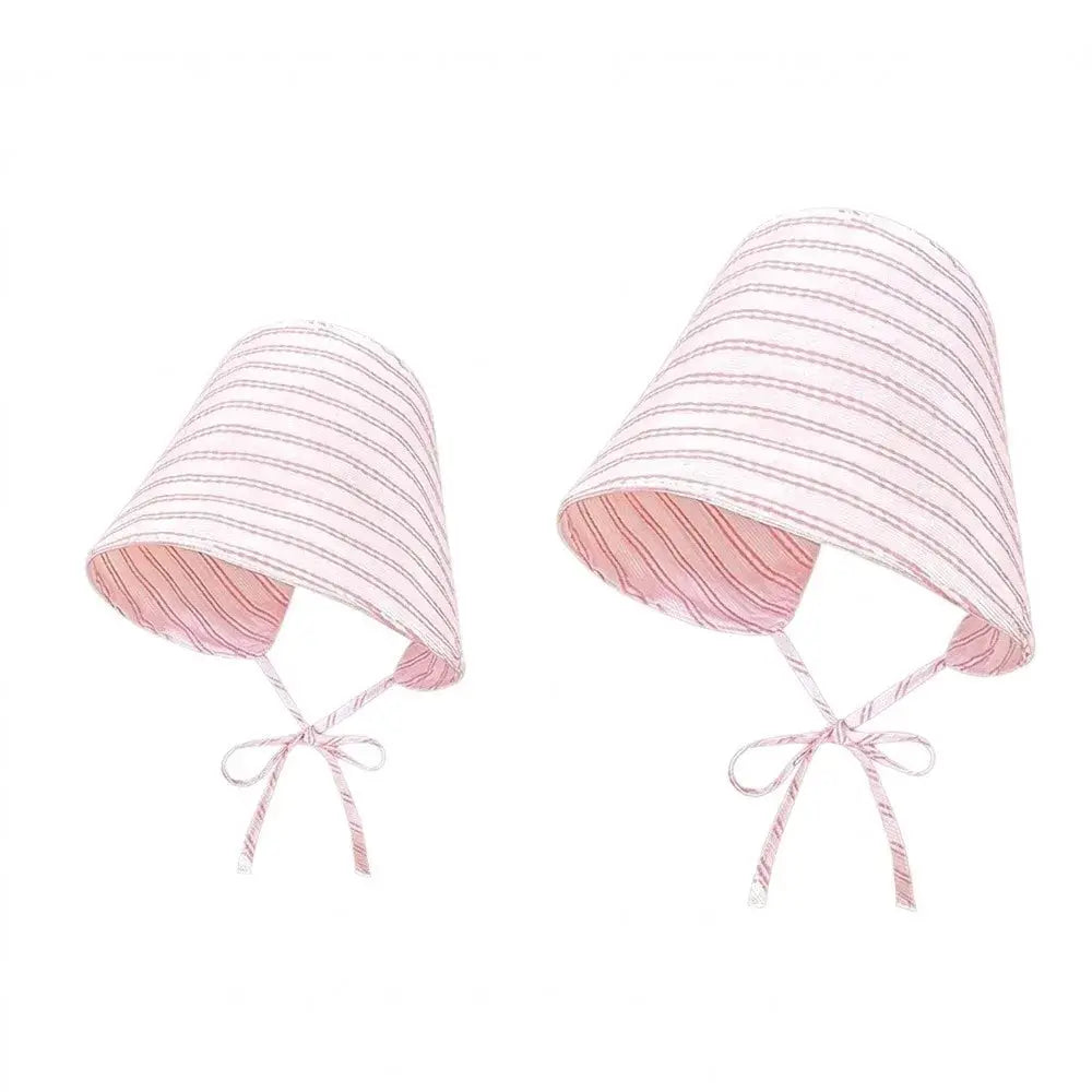 Cartoon Striped Fisherman Hat UV Resistant Sun Shading Bucket Hat Foldable Large Brim Sun Caps Women by White Beach
