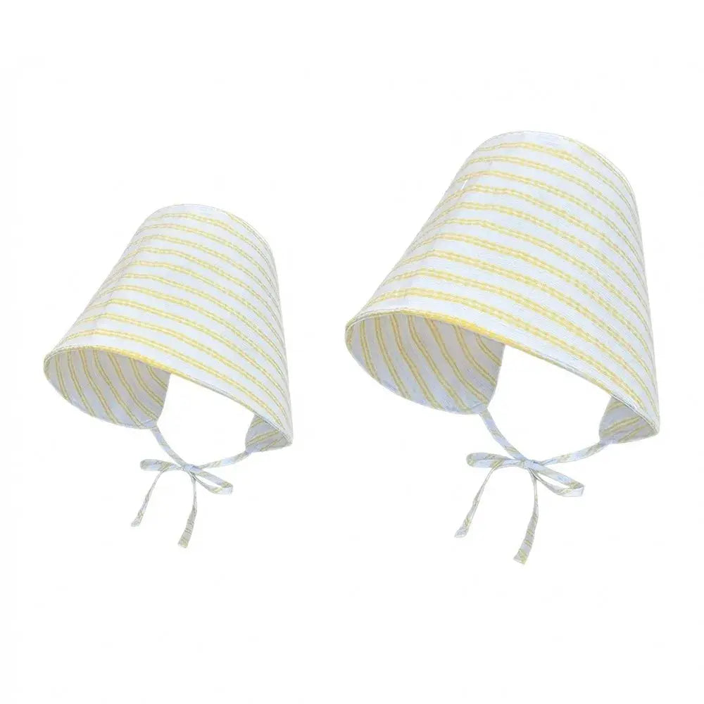 Cartoon Striped Fisherman Hat UV Resistant Sun Shading Bucket Hat Foldable Large Brim Sun Caps Women by White Beach