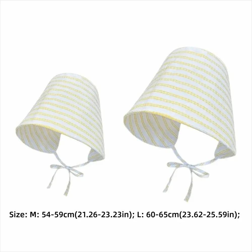 Cartoon Striped Fisherman Hat UV Resistant Sun Shading Bucket Hat Foldable Large Brim Sun Caps Women by White Beach