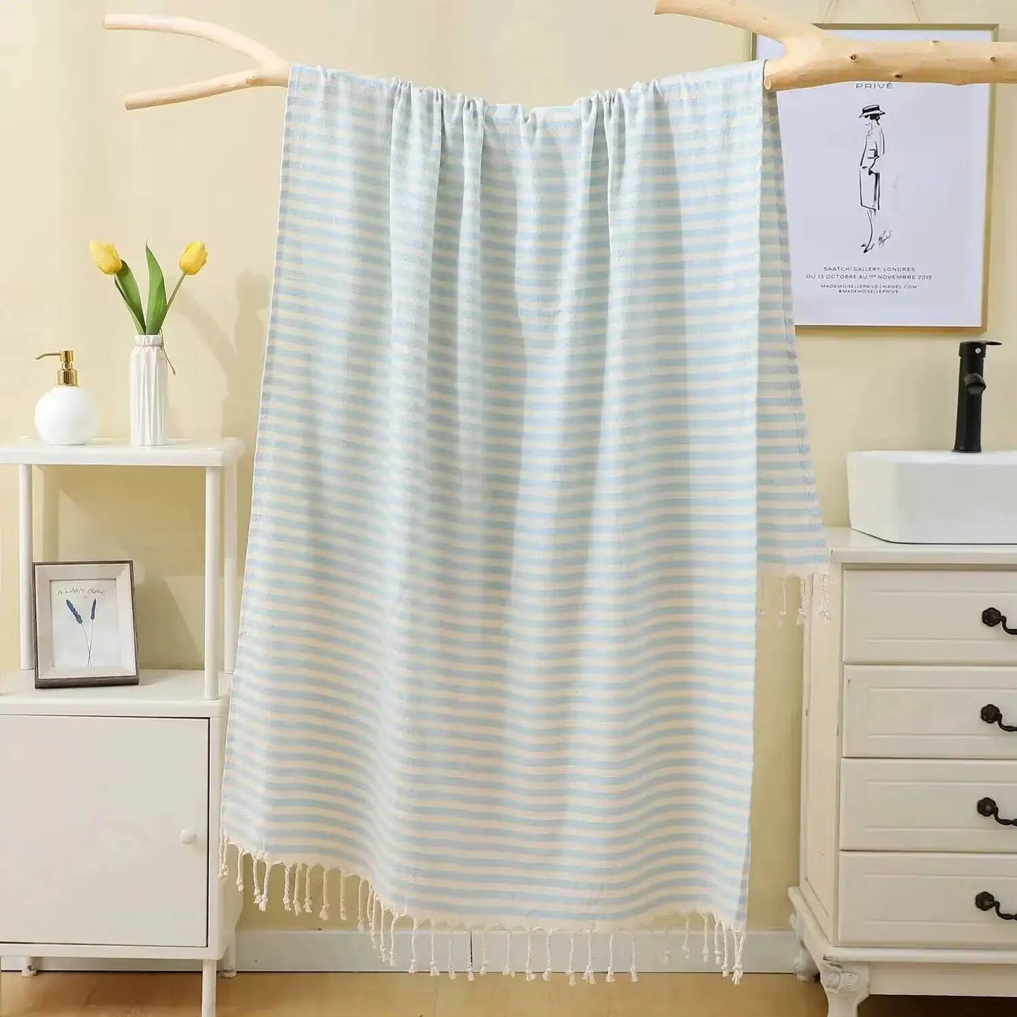 100x180CM Cotton Turkish Beach Towel Sauna Spa Gym Sports Fitness Fringed Bath Towel Shawl Scarf Sang Travel Blanket by AliShop