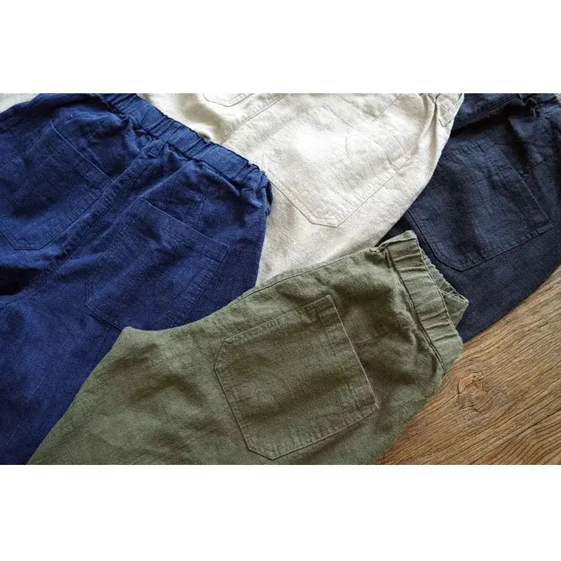 Sauce Zhan Men Pants Ramie Pants Men Summer Breathable Casual Pants Ankle-length Loose Fit Taper Leg by AliShop