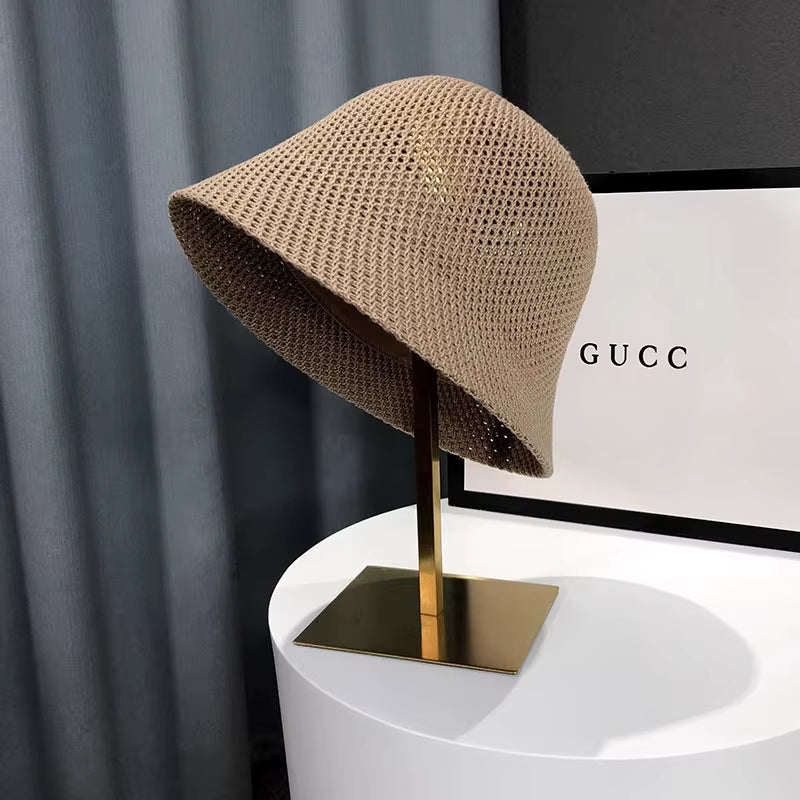 New Summer Beach Solid Wide Brim Bucket Hat For Women Hollow Breathable Sunshade Outdoor Girls Travel Panam Fisherman Cap Gift by AliShop