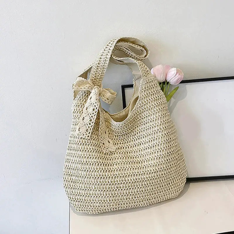 Fashion Rattan Women Shoulder Bags Woven Female Handbags Large Capacity Summer Beach Straw Bags Casual Tote Purses by AliShop