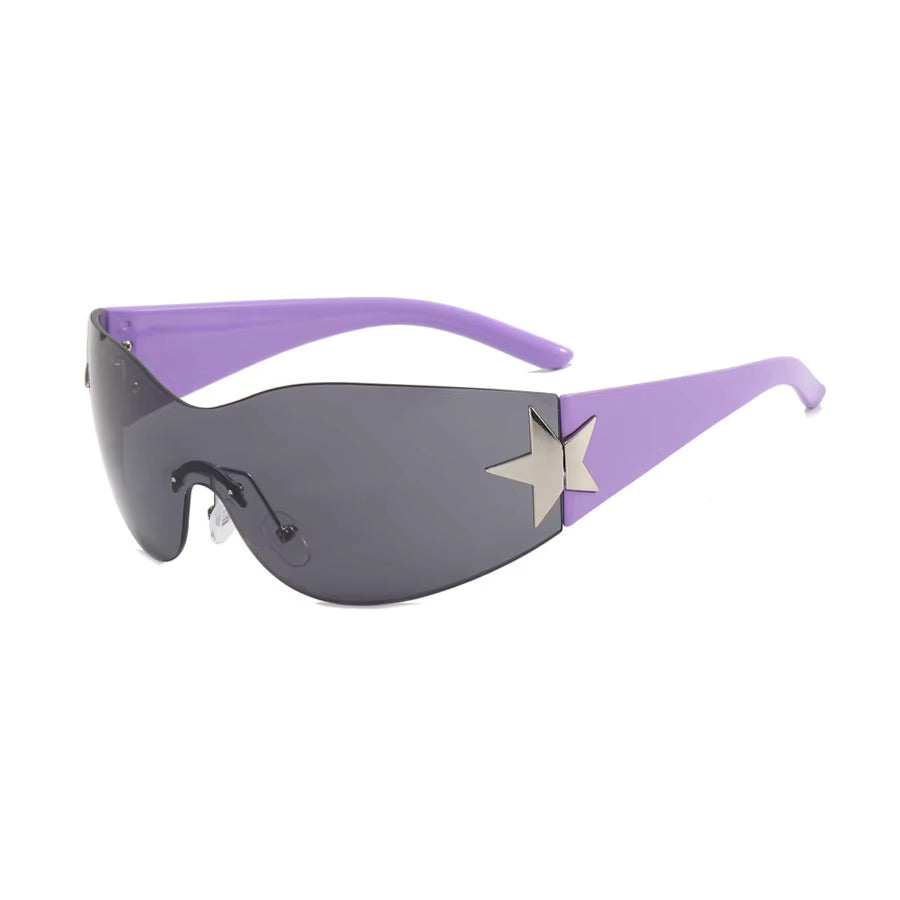 New Women's Rimless Star Decoration Integrated Y2K Hot Girl Style Hip Hop Fashion Sunglasses Beach Party Glasses Men by AliShop