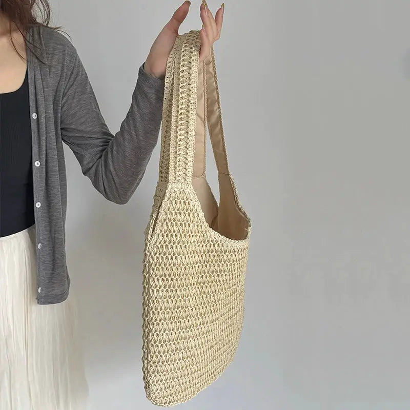 Fashion Rattan Women Shoulder Bags Woven Female Handbags Large Capacity Summer Beach Straw Bags Casual Tote Purses by AliShop