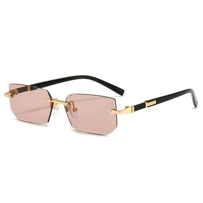 Rimless Rectangle Sunglasses, UV400 Protection Frameless Sun Glasses, Retro Eyewear for Women & Men by AliShop
