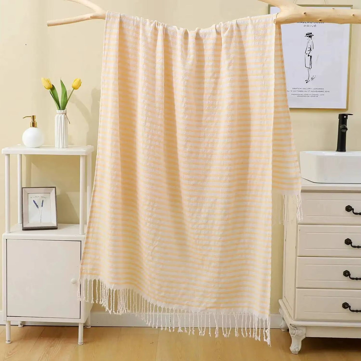 100x180CM Cotton Turkish Beach Towel Sauna Spa Gym Sports Fitness Fringed Bath Towel Shawl Scarf Sang Travel Blanket by AliShop