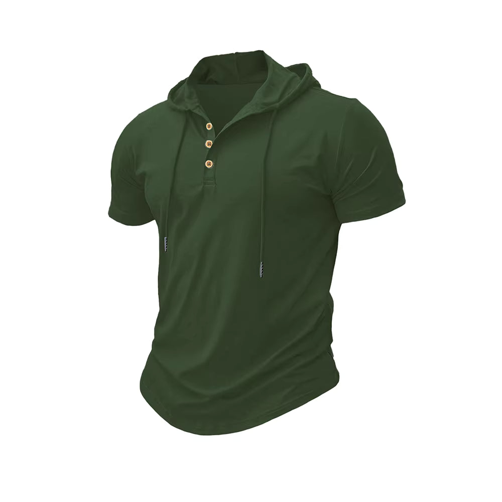 Men's T Shirt Summer Slim Fitness Hooded Short-Sleeved Tees Male Lightweight Hoodie Fitness Breathable Sports Tops by AliShop