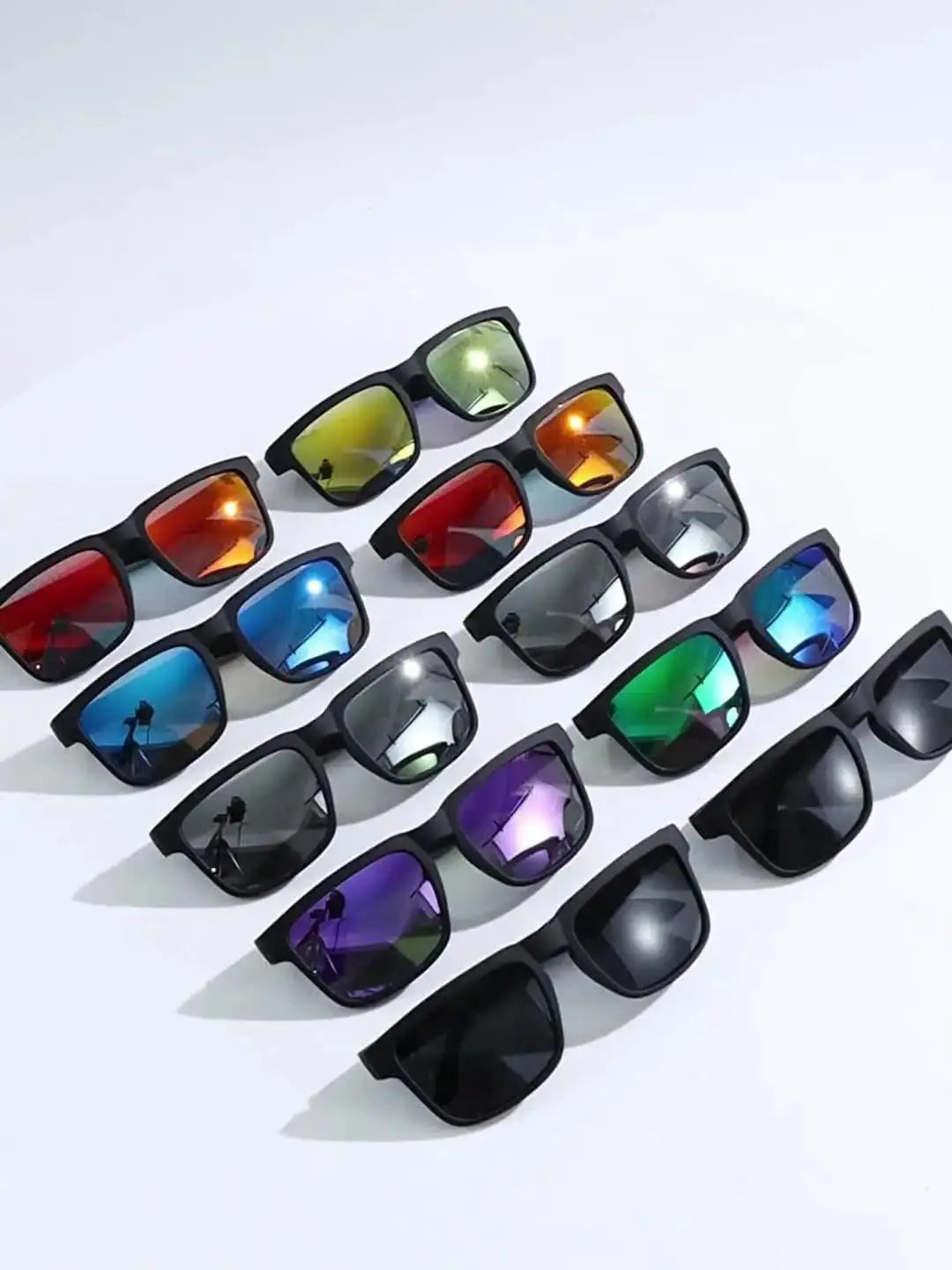 4PCS Square Sports Sunglasses with Designer Temple Pattern - UV400 for Men Women, Beach Vacation by AliShop