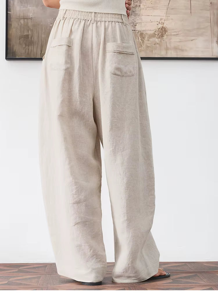 21 Count Ramie Elastic Waist Plus Size Casual Pants Loose Linen Women's Trousers 2026 Spring/Summer Women's Fashion by AliShop