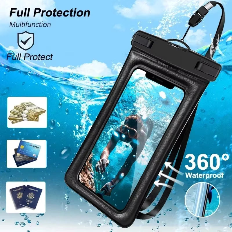 Floating Waterproof Swimming Bag Phone Case & Strap For iPhone 11 12 13 14 15 Pro Max Samsung S23 S22 Xiaomi Huawei Cover by AliShop
