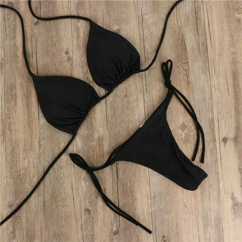 Women Triangle Bikini Set Halter Tie-Up Two Piece Swimsuit Thong Bottom Bathing Suit Beachwear by AliShop