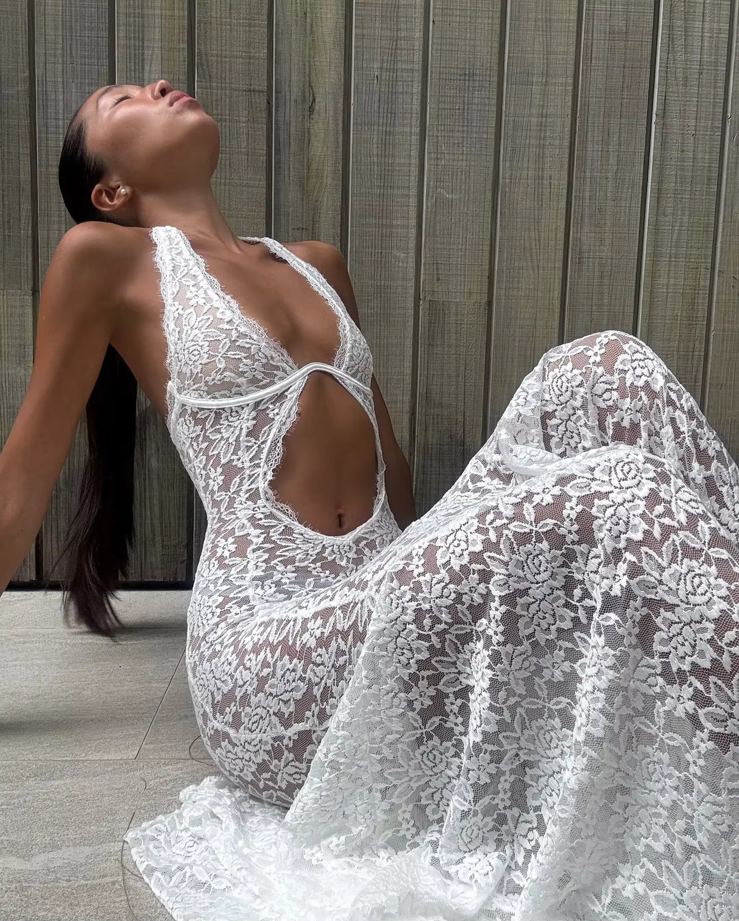 Sexy White Lace Hollow-out Halter Dress Women Chic Sleeveless Off-shoulder Backless Maxi Dresses 2026 Lady Vacation Beach Gowns by AliShop