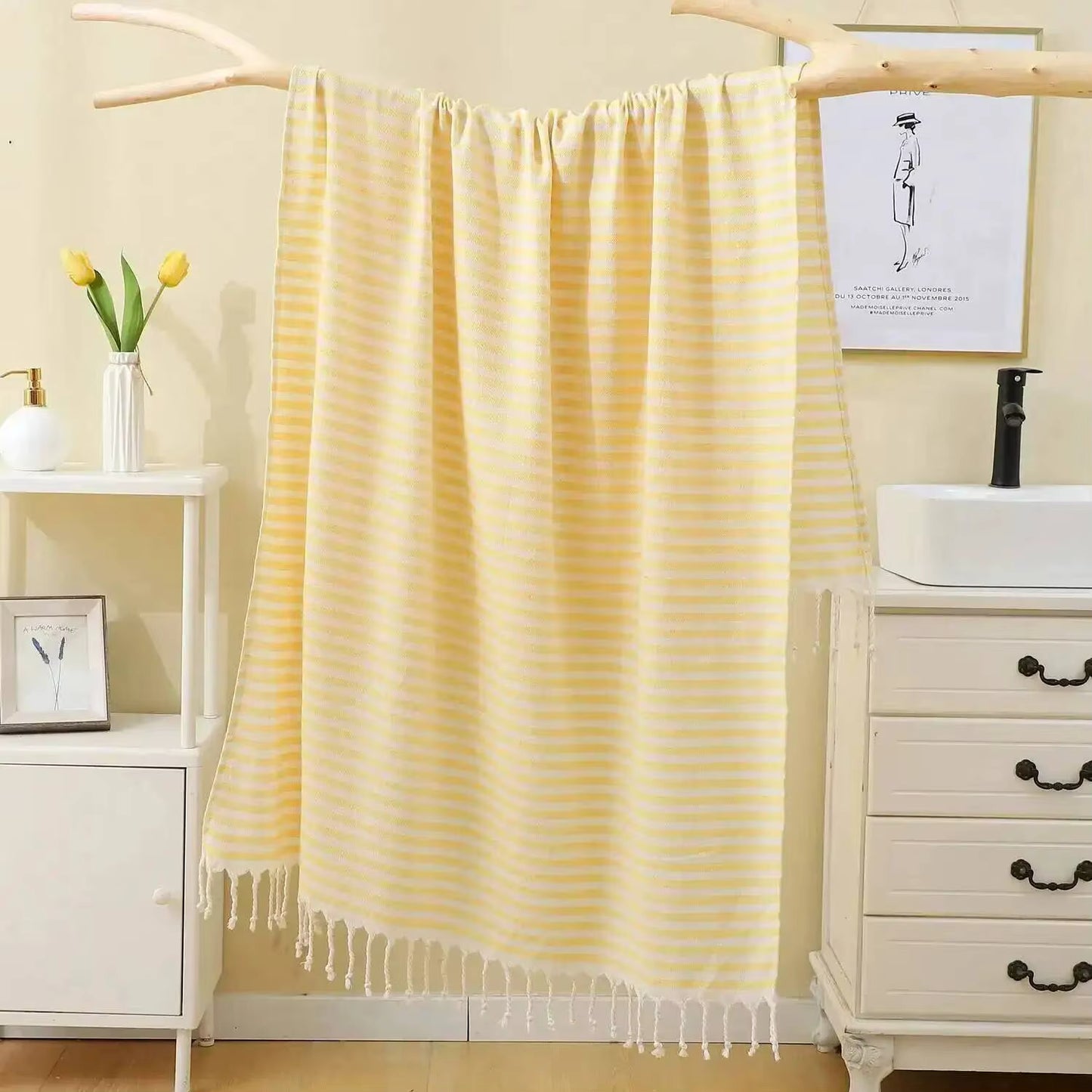 100x180CM Cotton Turkish Beach Towel Sauna Spa Gym Sports Fitness Fringed Bath Towel Shawl Scarf Sang Travel Blanket by AliShop