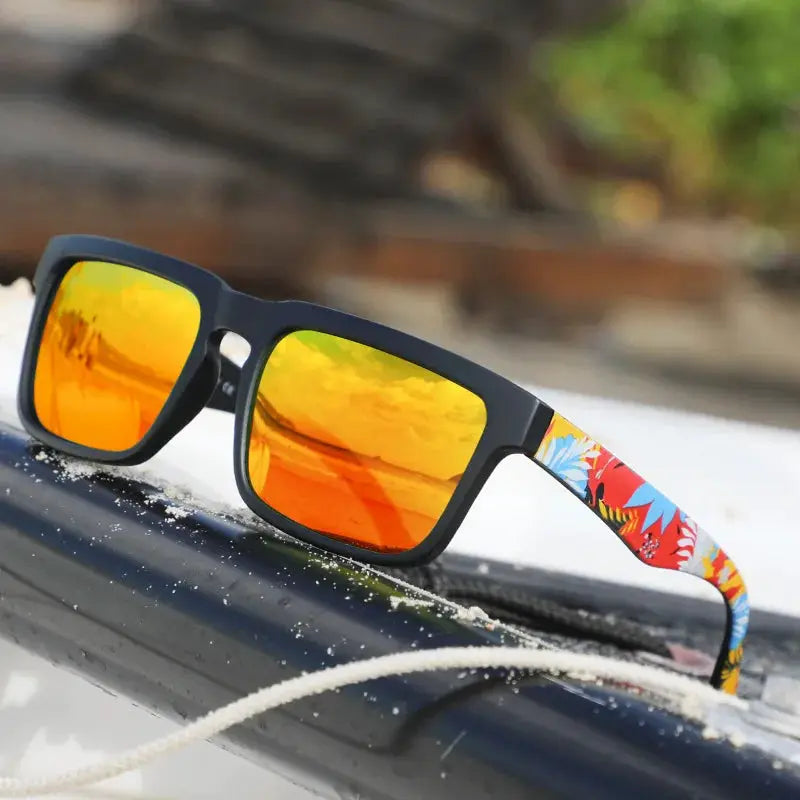 4PCS Square Sports Sunglasses with Designer Temple Pattern - UV400 for Men Women, Beach Vacation by AliShop