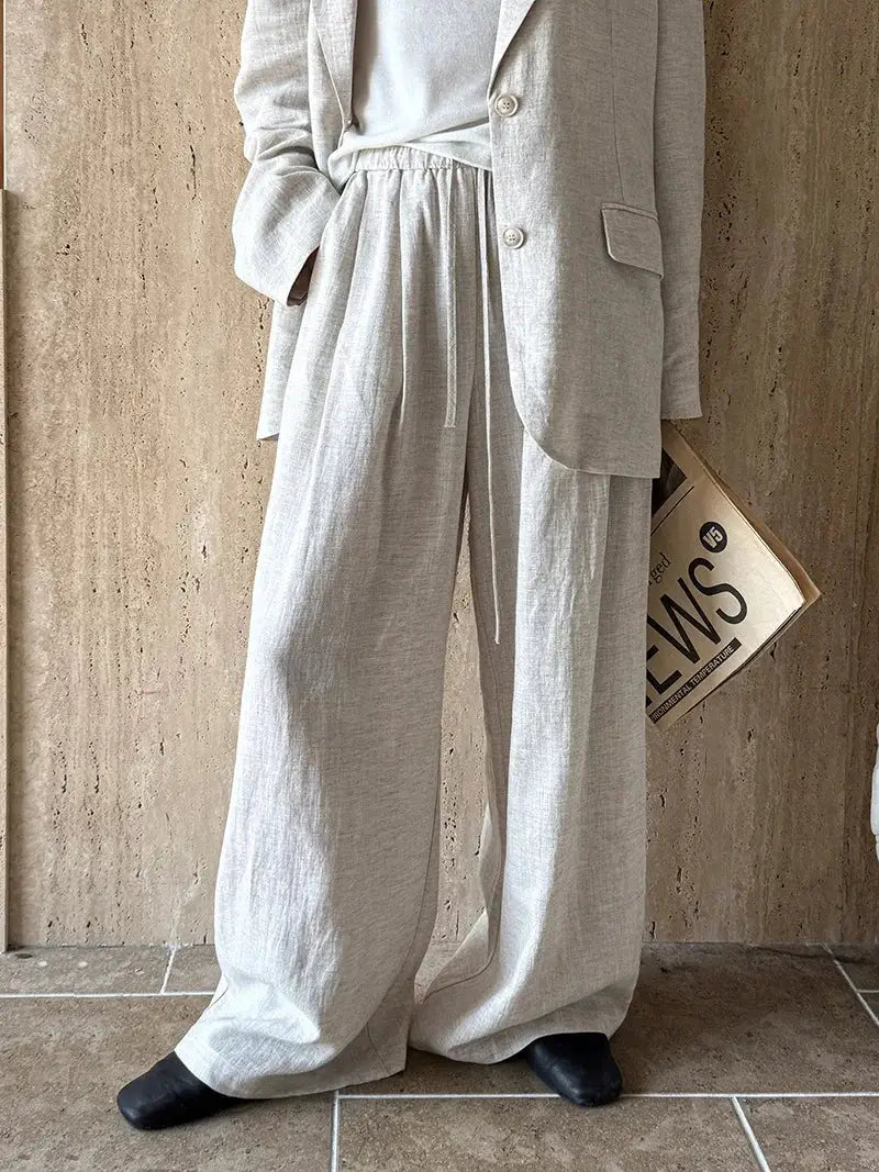 Linen Blazer For Women 2025 Spring Cotton-linen Suit + Pants Set Sold Separately by AliShop