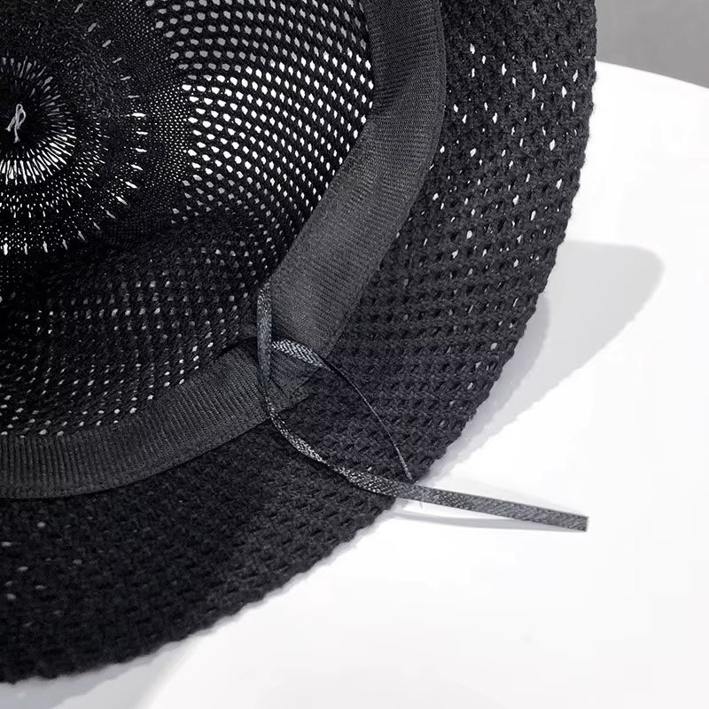 New Summer Beach Solid Wide Brim Bucket Hat For Women Hollow Breathable Sunshade Outdoor Girls Travel Panam Fisherman Cap Gift by AliShop