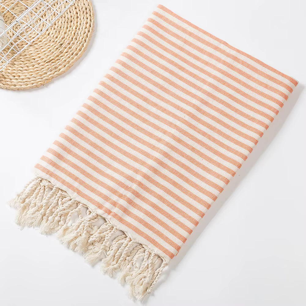 YEUZLI COTTON Hot Sale luxury Striped Tassel 100% cotton sauna spa bath towel For Home 100*180CM Travel Turkish Large beach towel by AliShop