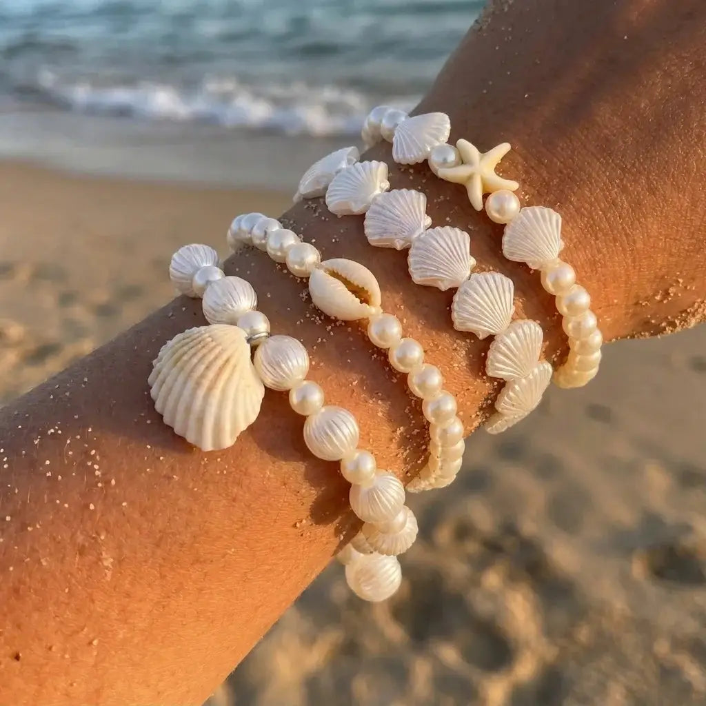 Multilayer Sea Turtle Shell Chain Bracelet Set for Women Elegant Starfish Imitation Pearl Bracelets Resort Wear Jewelry Gift by AliShop