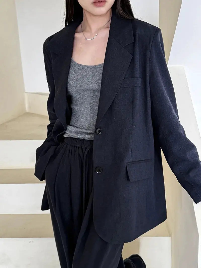 Linen Blazer For Women 2025 Spring Cotton-linen Suit + Pants Set Sold Separately by AliShop