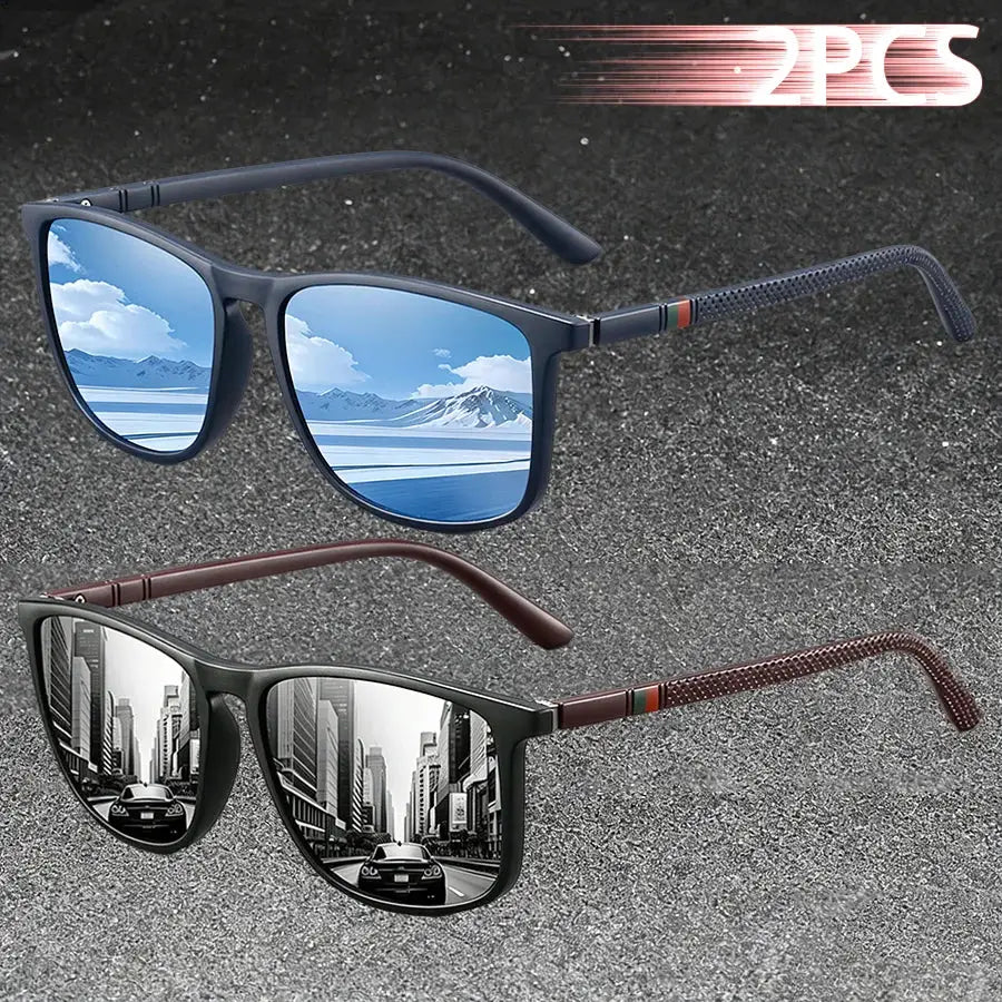 2PCS Classic Fashion Colorful stripes design Sunglasses Men Women Driving Fishing leisure Men Brand Designer Retro Sun Glasses by AliShop