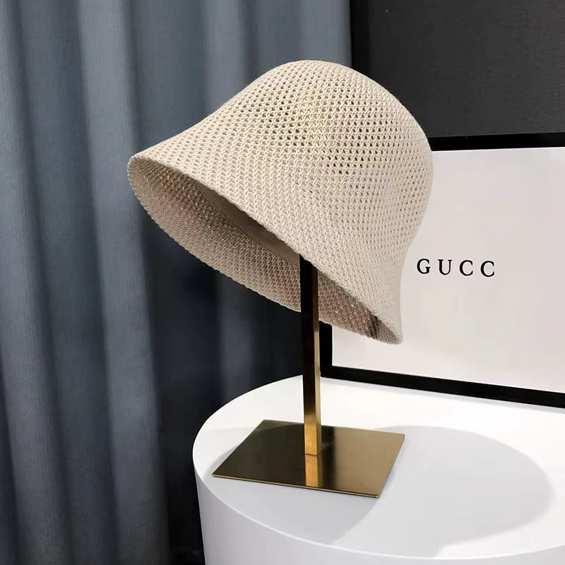 New Summer Beach Solid Wide Brim Bucket Hat For Women Hollow Breathable Sunshade Outdoor Girls Travel Panam Fisherman Cap Gift by AliShop