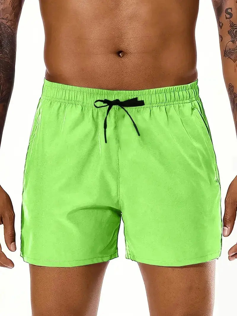 Men 2025 New Summer Beach New Models Solid Color Fashion Leisure Comfortable Elastic Waist Double Pockets Cool Sports Shorts by AliShop