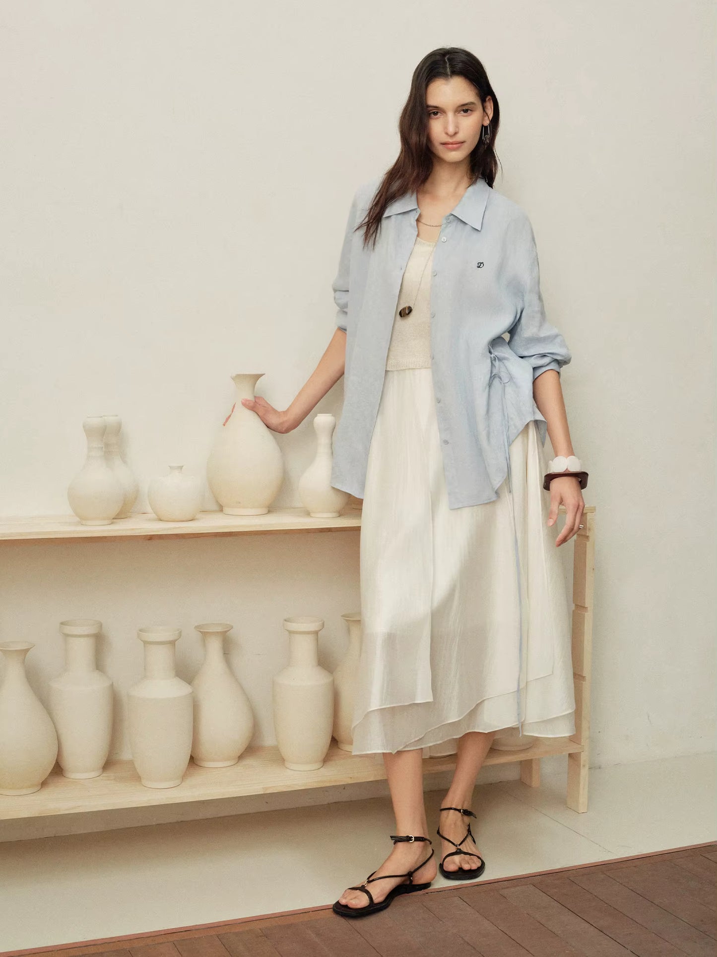DUSHU 【Breathable Series】 Drop-Shoulder Multi-Color Linen Shirt New Summer Arrival Ramie Top Long Sleeve Leisure Sun-protection by AliShop