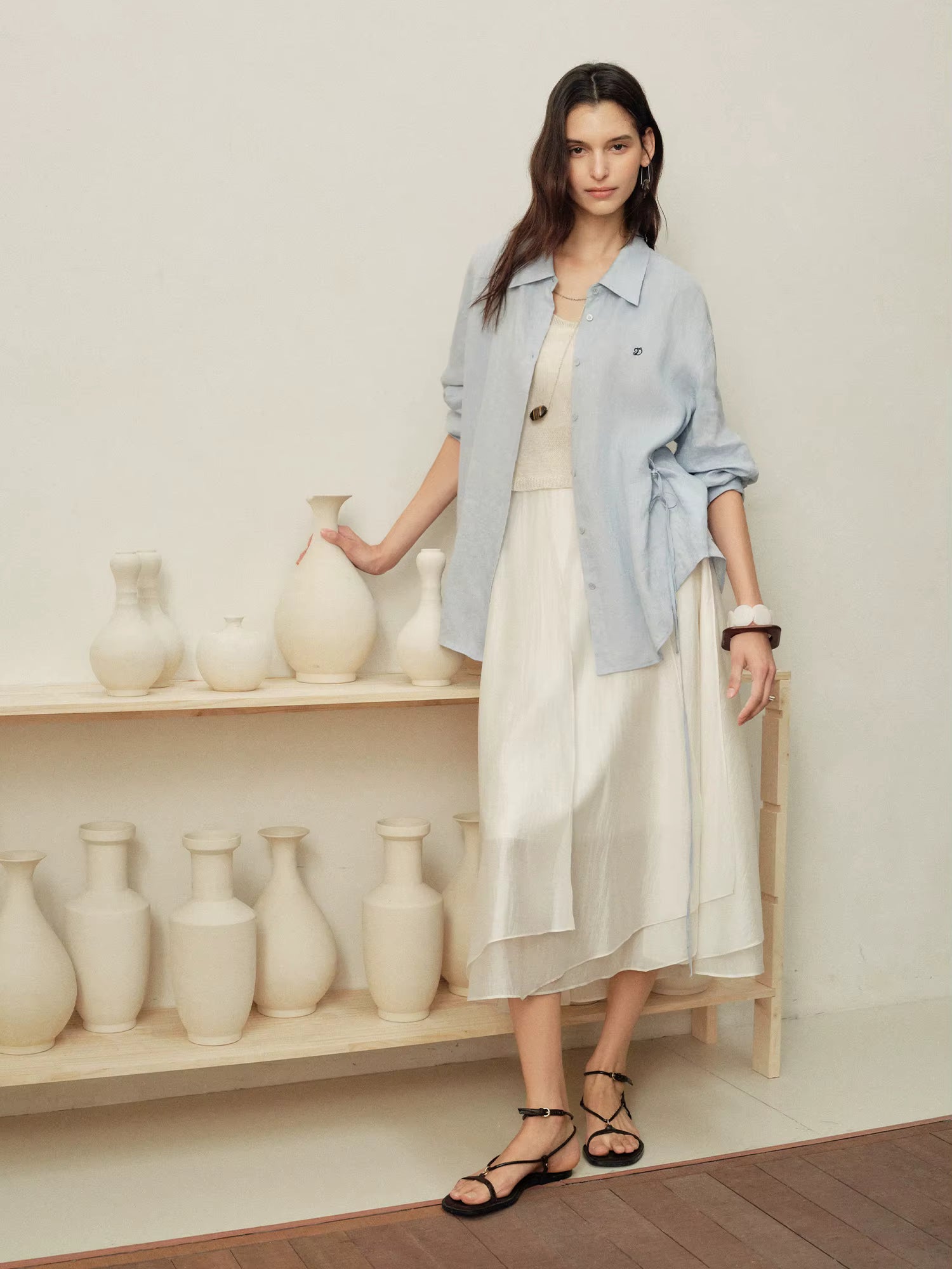 DUSHU 【Breathable Series】 Drop-Shoulder Multi-Color Linen Shirt New Summer Arrival Ramie Top Long Sleeve Leisure Sun-protection by AliShop