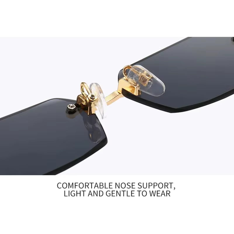Rimless Rectangle Sunglasses, UV400 Protection Frameless Sun Glasses, Retro Eyewear for Women & Men by AliShop