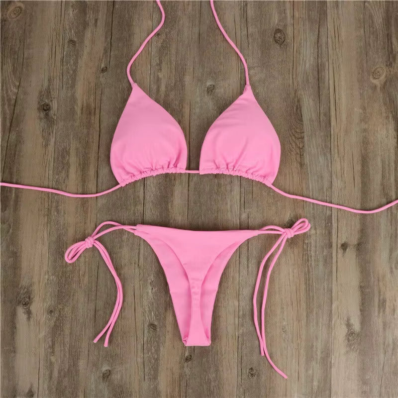 Women Triangle Bikini Set Halter Tie-Up Two Piece Swimsuit Thong Bottom Bathing Suit Beachwear by AliShop