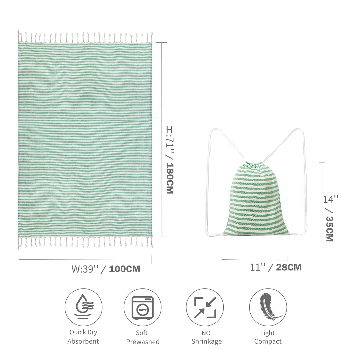 YEUZLI COTTON Hot Sale luxury Striped Tassel 100% cotton sauna spa bath towel For Home 100*180CM Travel Turkish Large beach towel by AliShop
