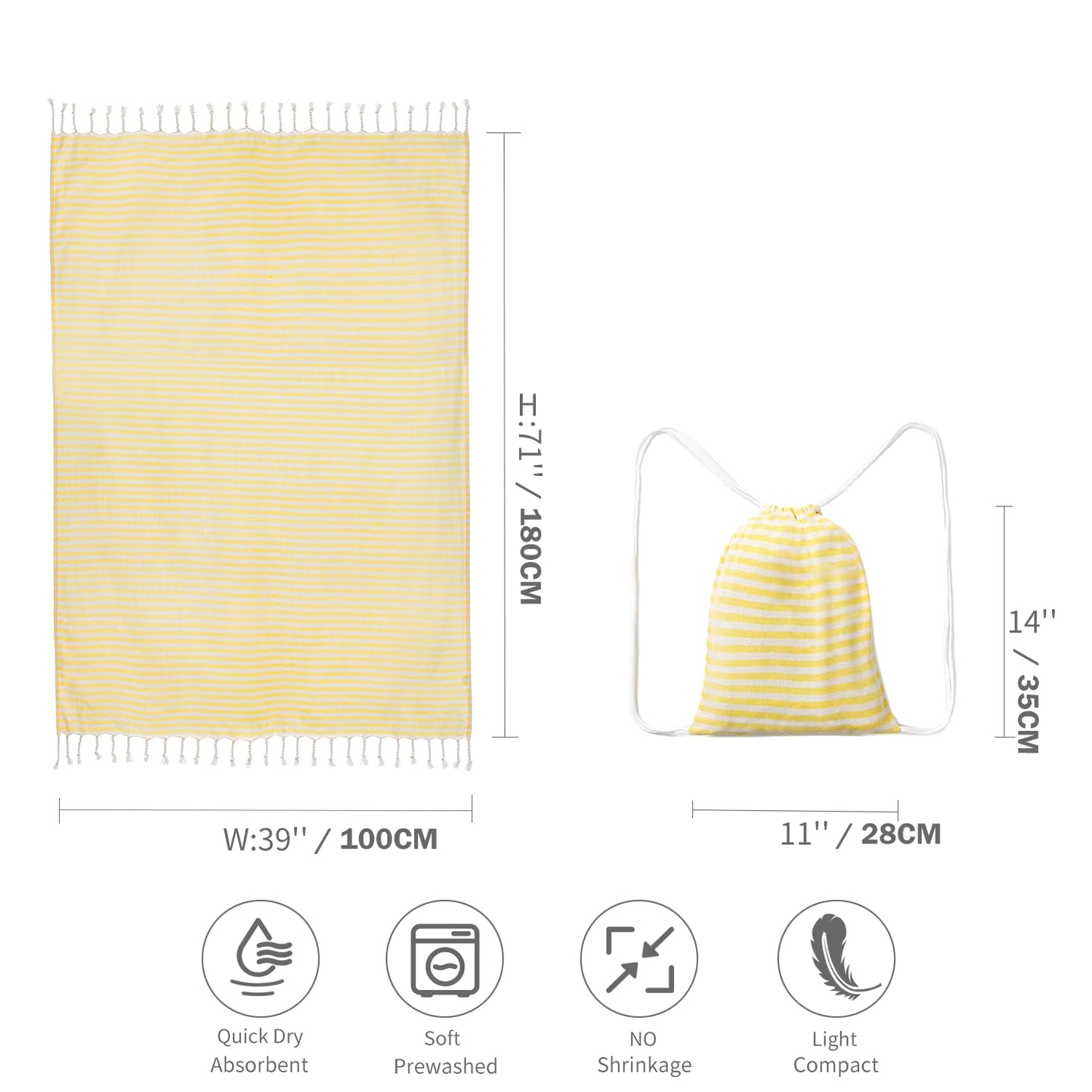 YEUZLI COTTON Hot Sale luxury Striped Tassel 100% cotton sauna spa bath towel For Home 100*180CM Travel Turkish Large beach towel by AliShop