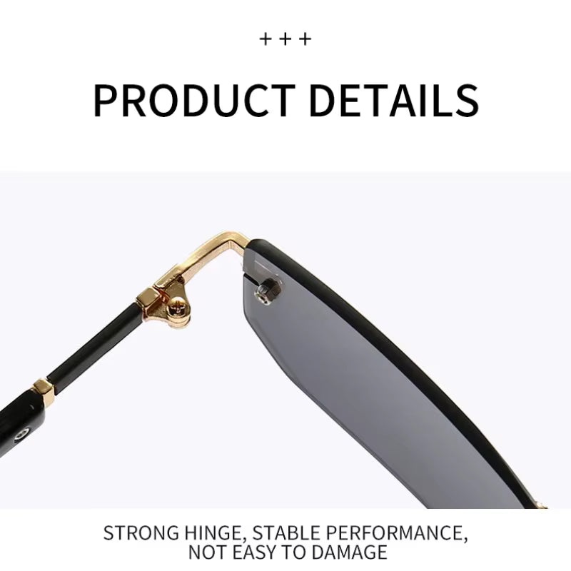 Rimless Rectangle Sunglasses, UV400 Protection Frameless Sun Glasses, Retro Eyewear for Women & Men by AliShop