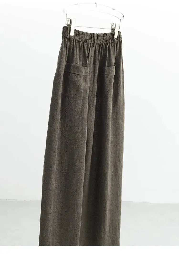 21 Count Ramie Elastic Waist Plus Size Casual Pants Loose Linen Women's Trousers 2026 Spring/Summer Women's Fashion by AliShop