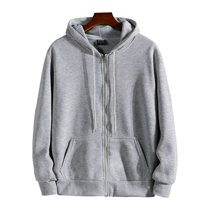 Zipper Hoodies Autumn Winter Men's New Long Sleeve Hooded Sweatshirt Fashion Casual Male Outfit Sportwear Loose Fit Clothes by AliShop