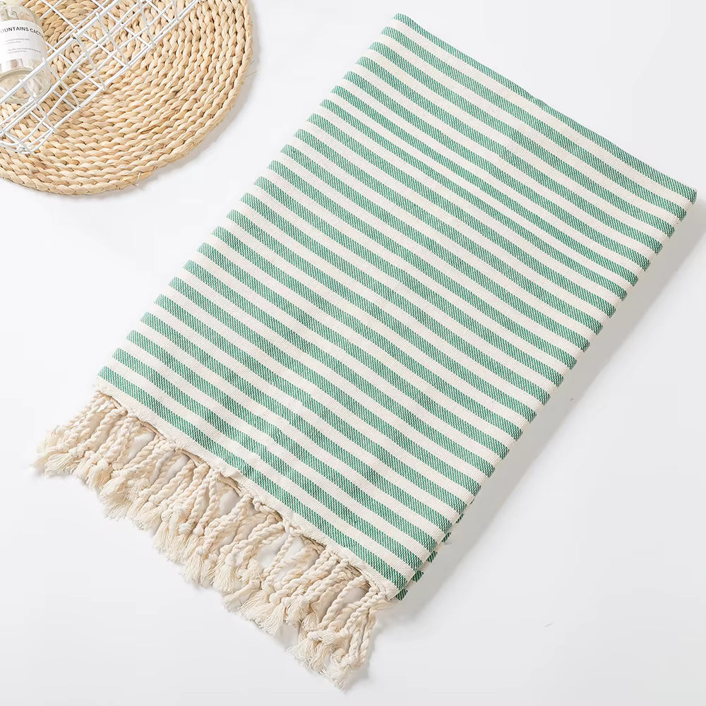 YEUZLI COTTON Hot Sale luxury Striped Tassel 100% cotton sauna spa bath towel For Home 100*180CM Travel Turkish Large beach towel by AliShop