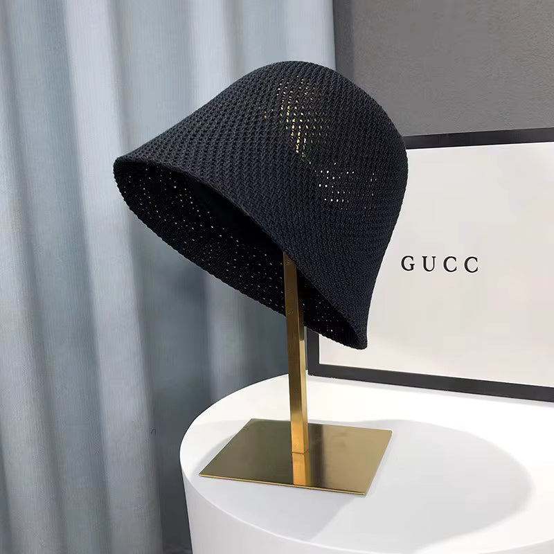 New Summer Beach Solid Wide Brim Bucket Hat For Women Hollow Breathable Sunshade Outdoor Girls Travel Panam Fisherman Cap Gift by AliShop
