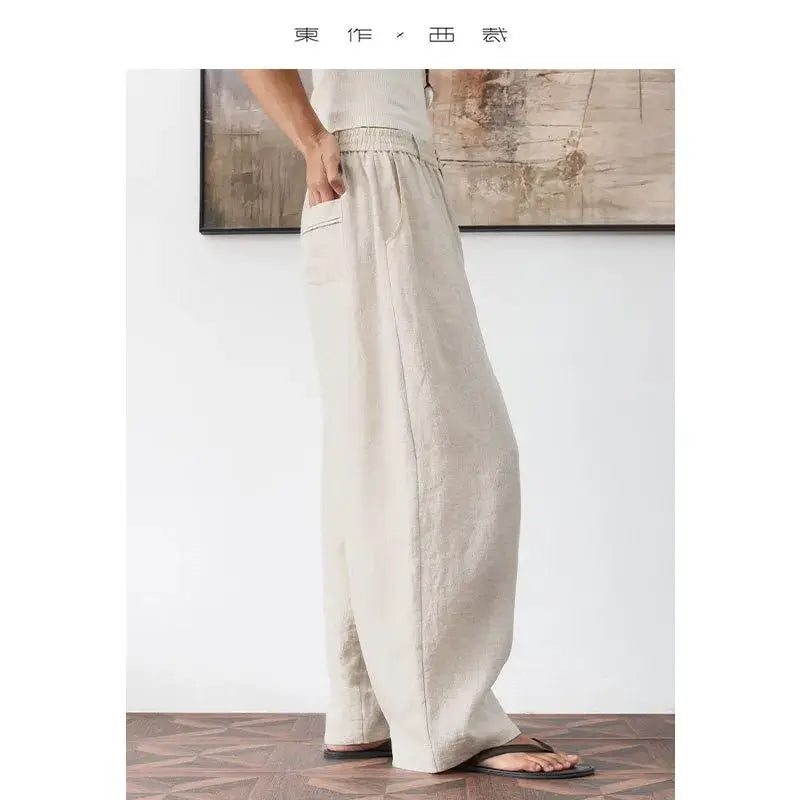 21 Count Ramie Elastic Waist Plus Size Casual Pants Loose Linen Women's Trousers 2026 Spring/Summer Women's Fashion by AliShop