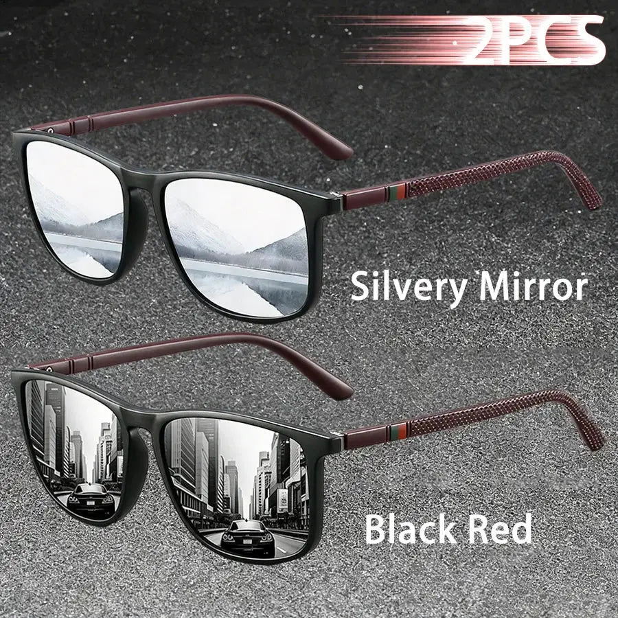 2PCS Classic Fashion Colorful stripes design Sunglasses Men Women Driving Fishing leisure Men Brand Designer Retro Sun Glasses by AliShop