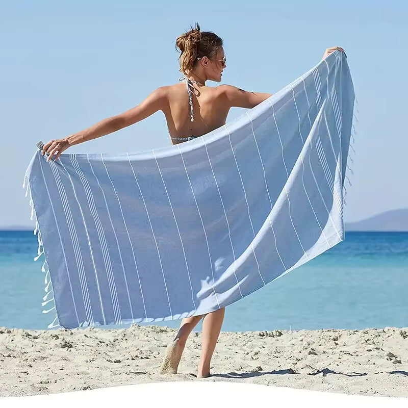 Thin 100X180cm Turkish Beach Towel Oversized Sand Free Tassel Quick Dry Swim Extra Large Light Travel for Adults Gifts Accessories by AliShop