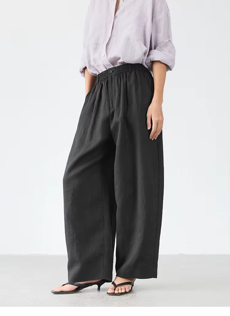 21 Count Ramie Elastic Waist Plus Size Casual Pants Loose Linen Women's Trousers 2026 Spring/Summer Women's Fashion by AliShop