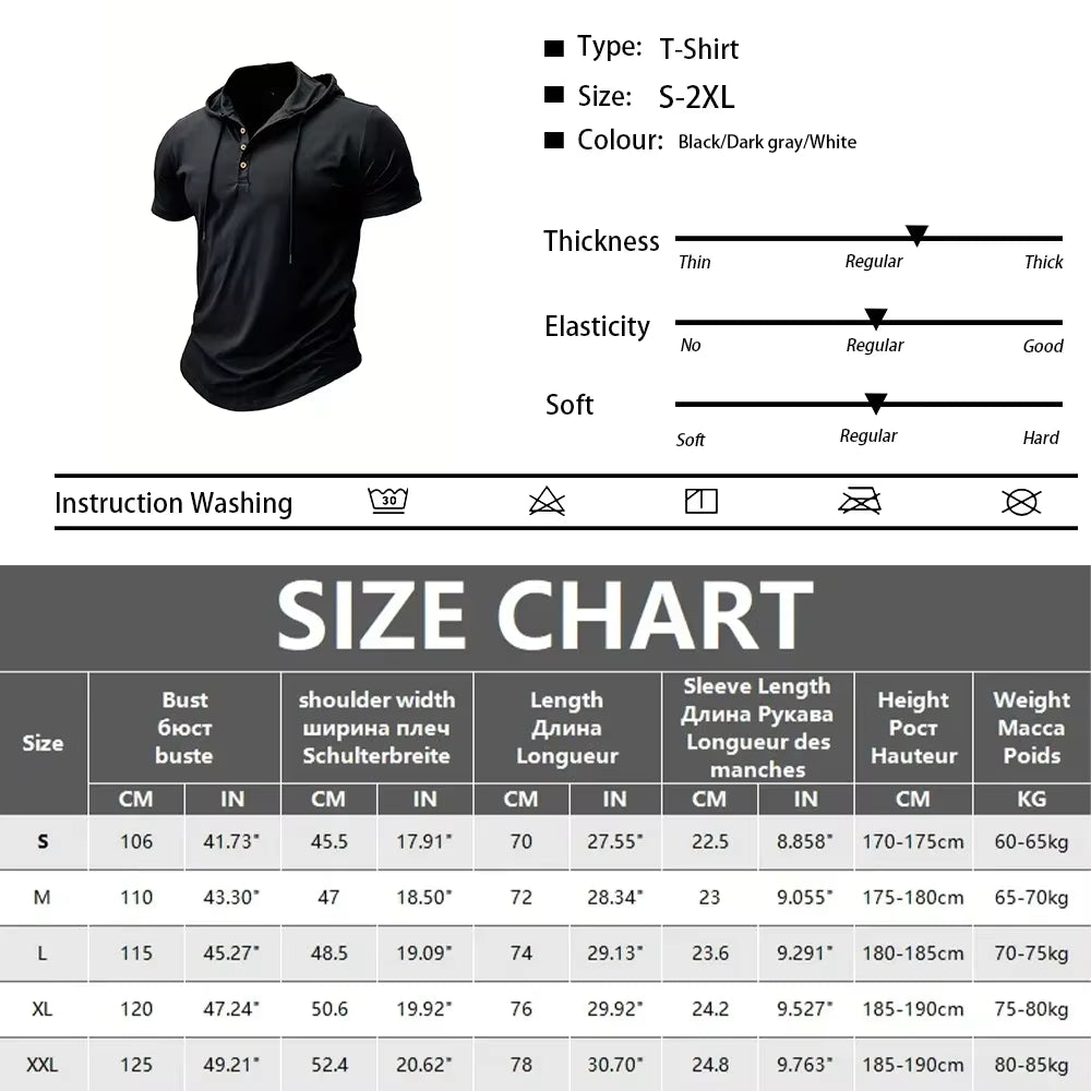 Men's T Shirt Summer Slim Fitness Hooded Short-Sleeved Tees Male Lightweight Hoodie Fitness Breathable Sports Tops by AliShop