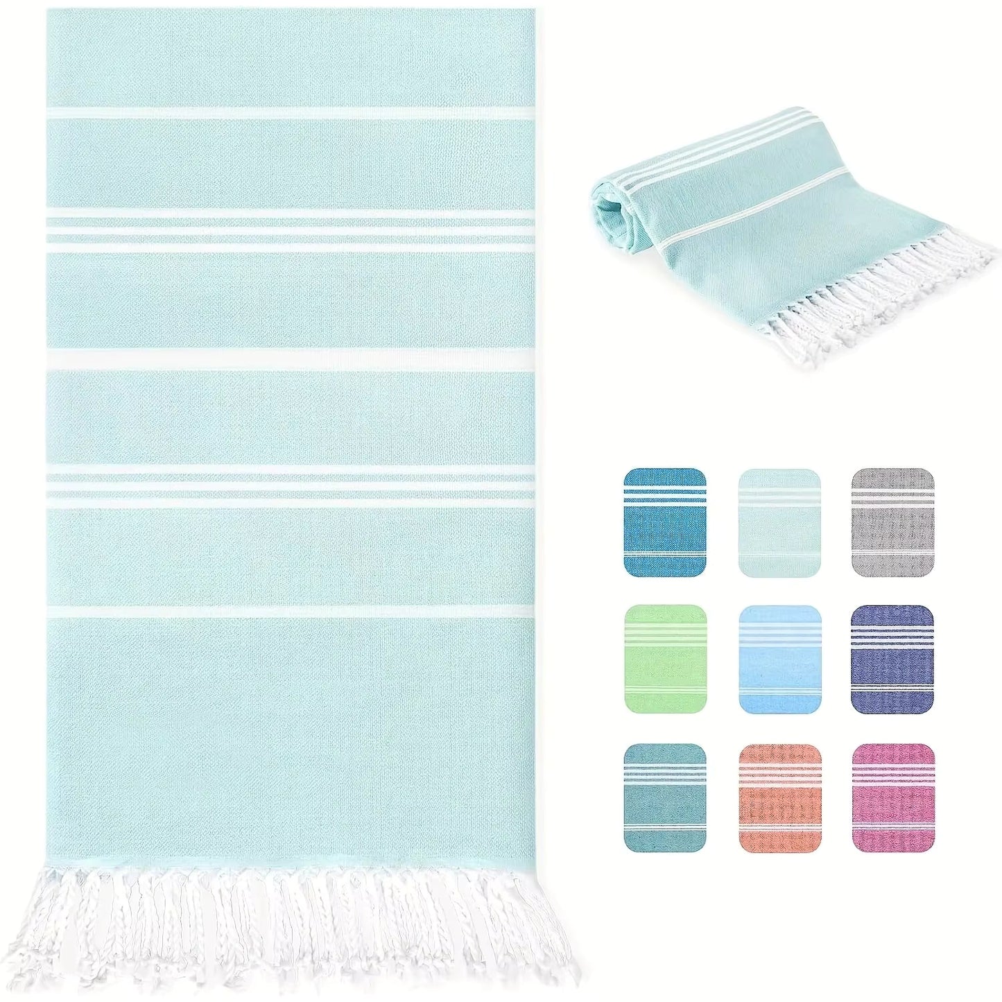 Thin 100X180cm Turkish Beach Towel Oversized Sand Free Tassel Quick Dry Swim Extra Large Light Travel for Adults Gifts Accessories by AliShop